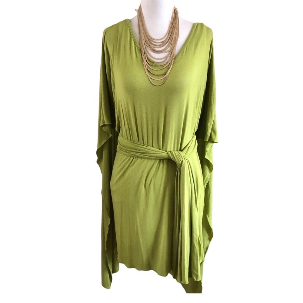 LA MOME de ST. BARTH V-Neck Light Knit Cape Tunic with Sash Belt